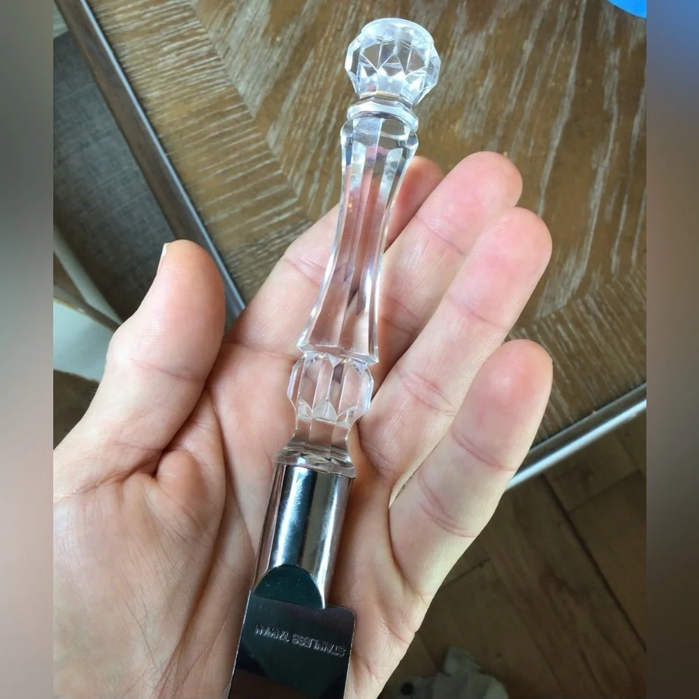 Wedding Cake Knife 13” Stainless Steel Silver Clear Acrylic Handle